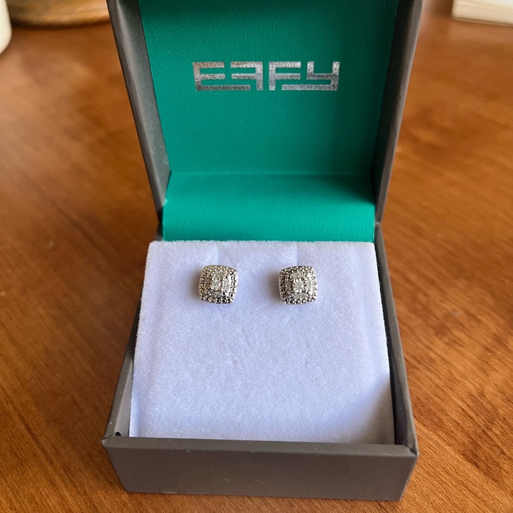 Elegant 1/10 Carat Diamond and Silver Earrings